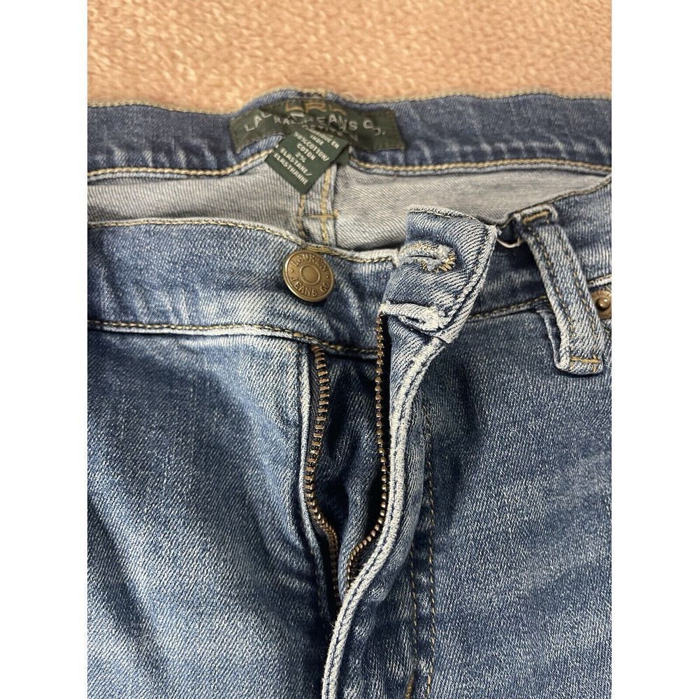 LRL Ralph Lauren Jeans Womens 12 Petite Blue Classic Straight Stretch Distressed - Picture 3 of 6